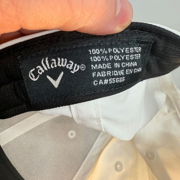 Callaway White Silver Hat Cap Other Hook &Loop Strap-Back OSFA 100% Polyester - Picture 11 of 14